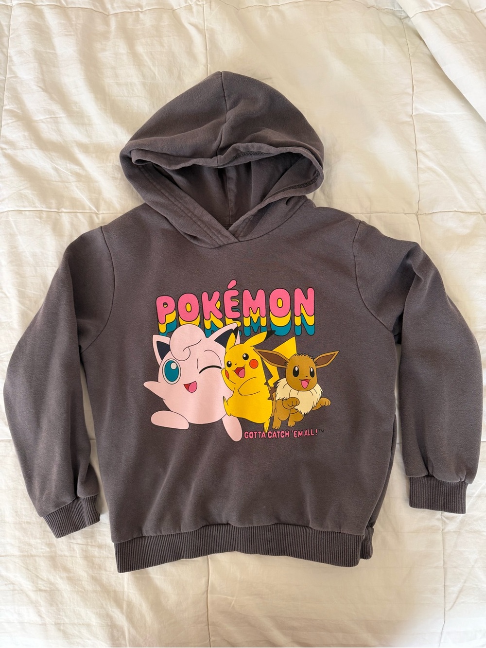 H&M Kids Charcoal Gray Pokémon Hoodie, size 6-7years old